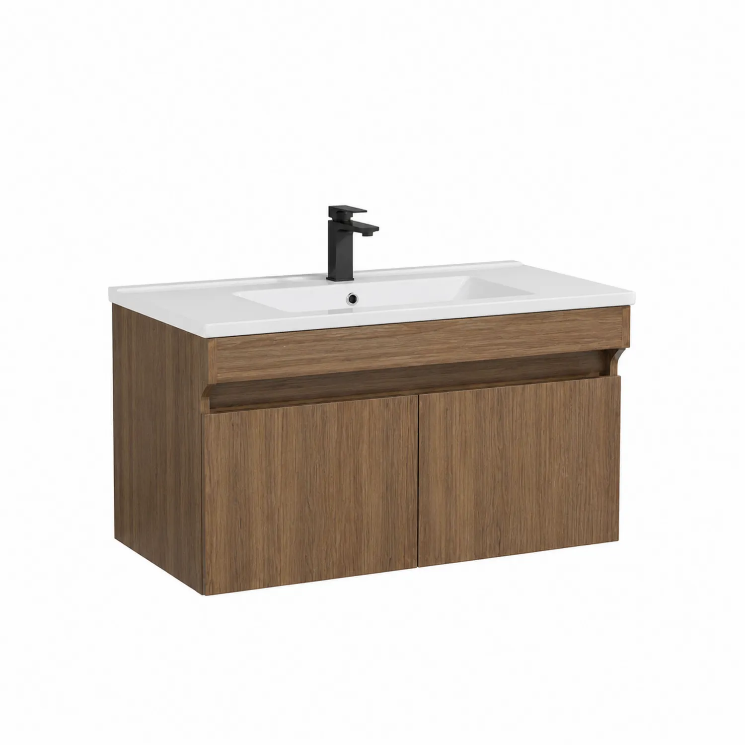 Meuble lavabo suspendu en bois avec vasque en céramique-norqironix