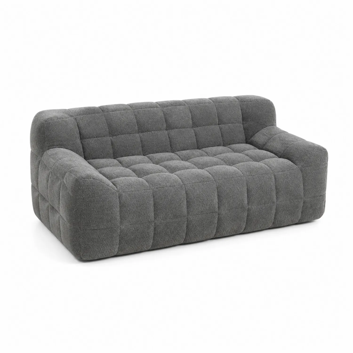 Canapé 3 places en tissu bouclé gris-norqironix