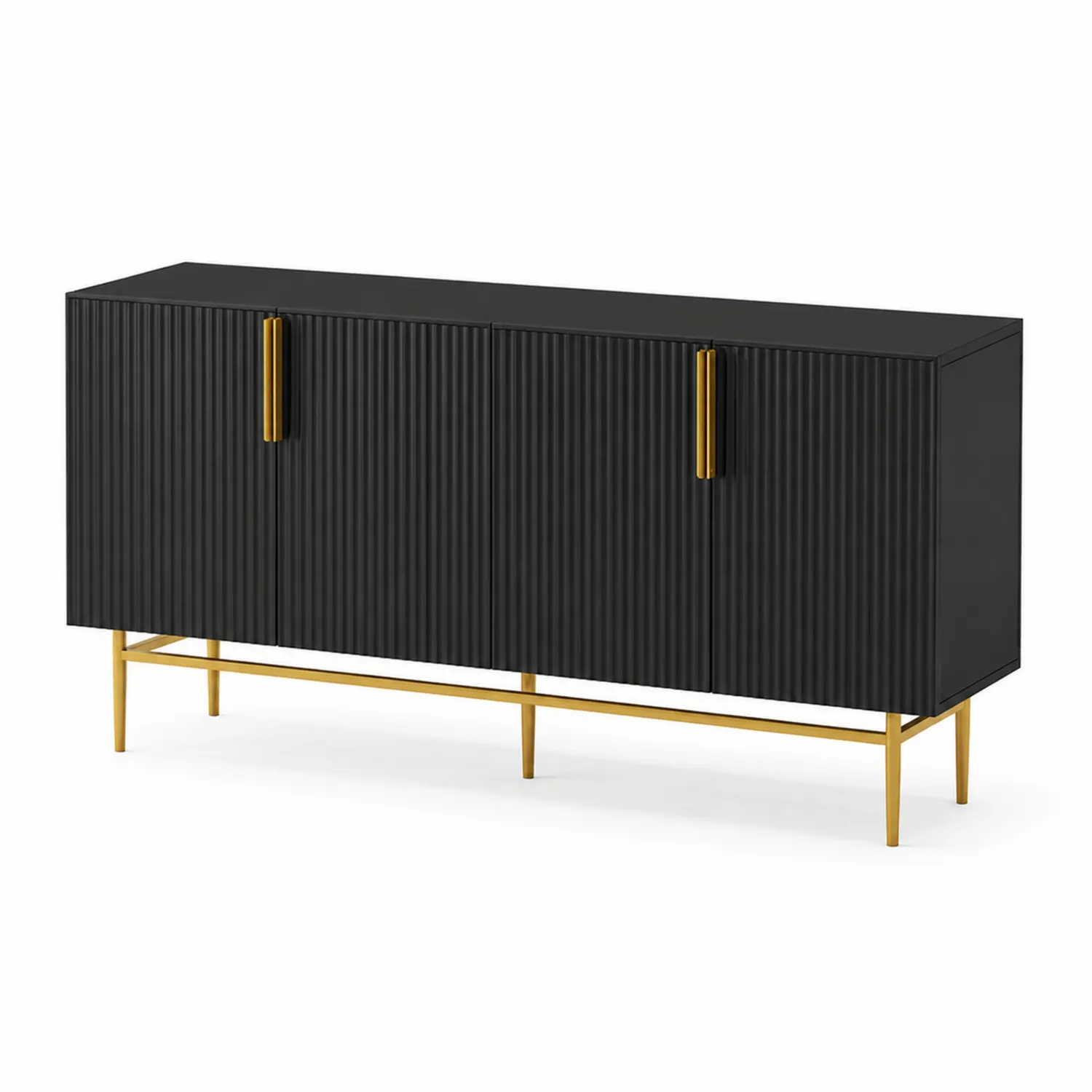 Buffet en Bois et Métal Noir et Doré 180x45x80 cm-norqironix
