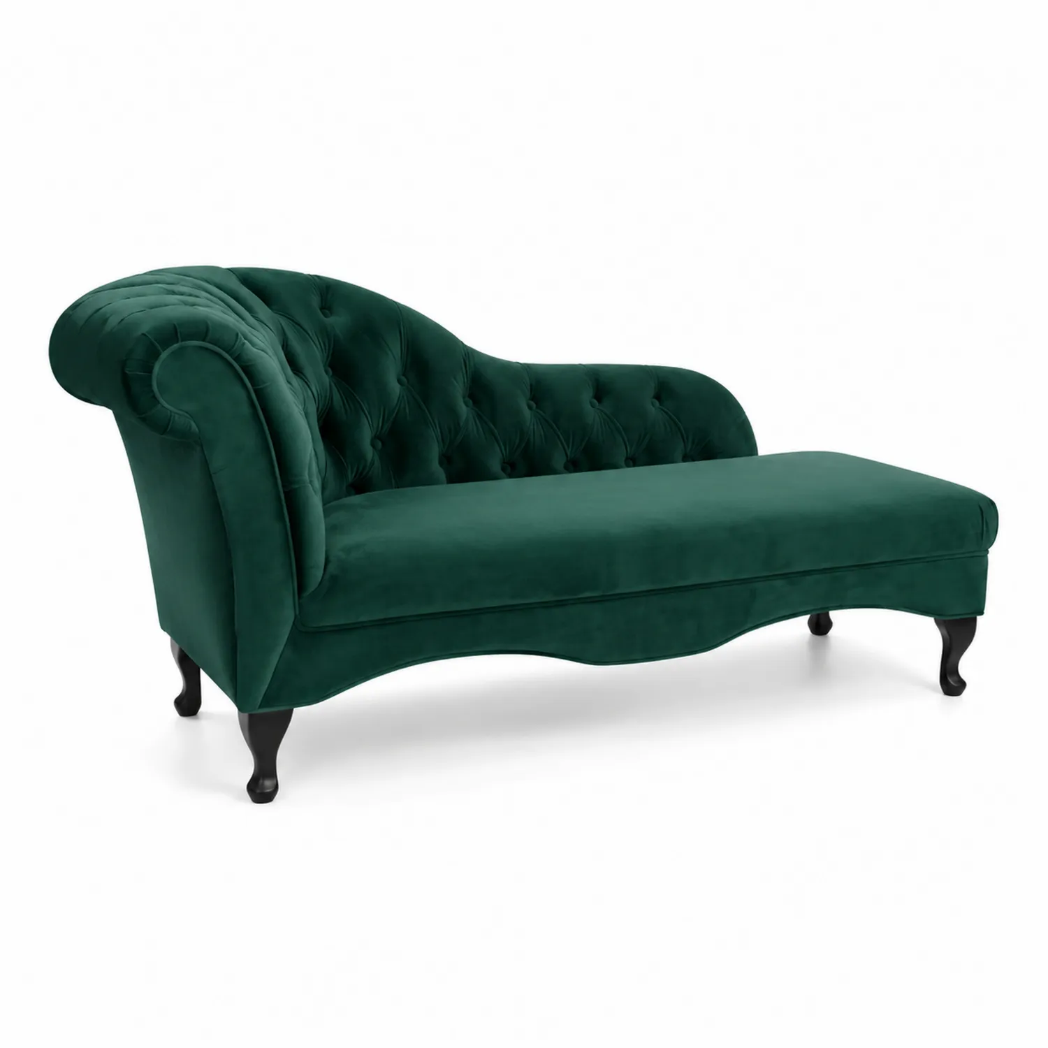 Chaise longue en velours Vert avec pieds en bois-norqironix