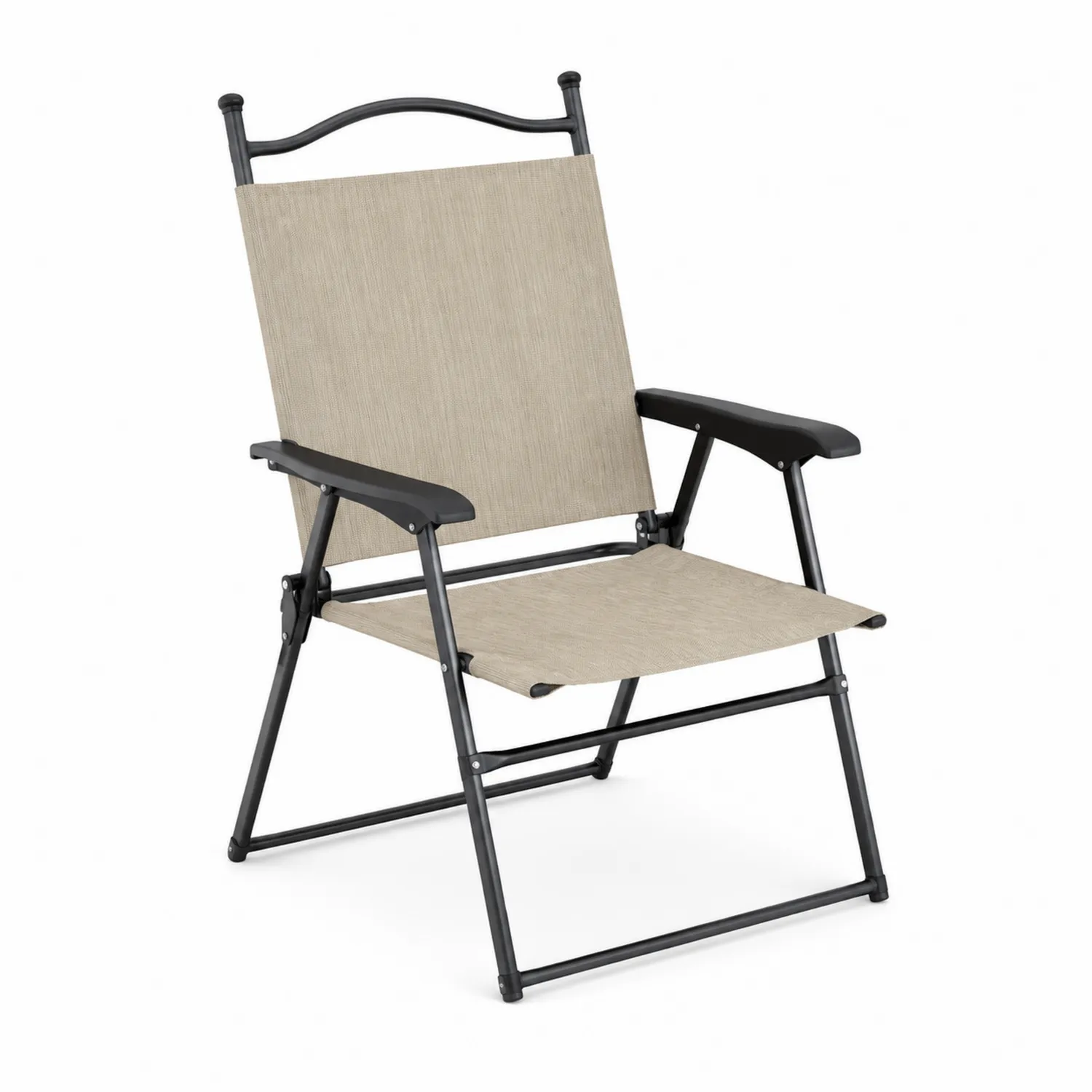 Chaise pliante en métal et tissu beige-norqironix
