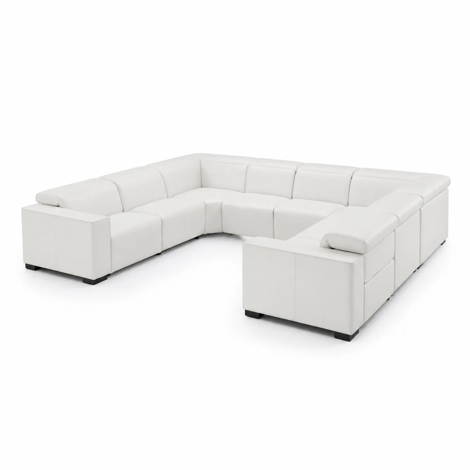 Canapé en U modulable en cuir Blanc-norqironix
