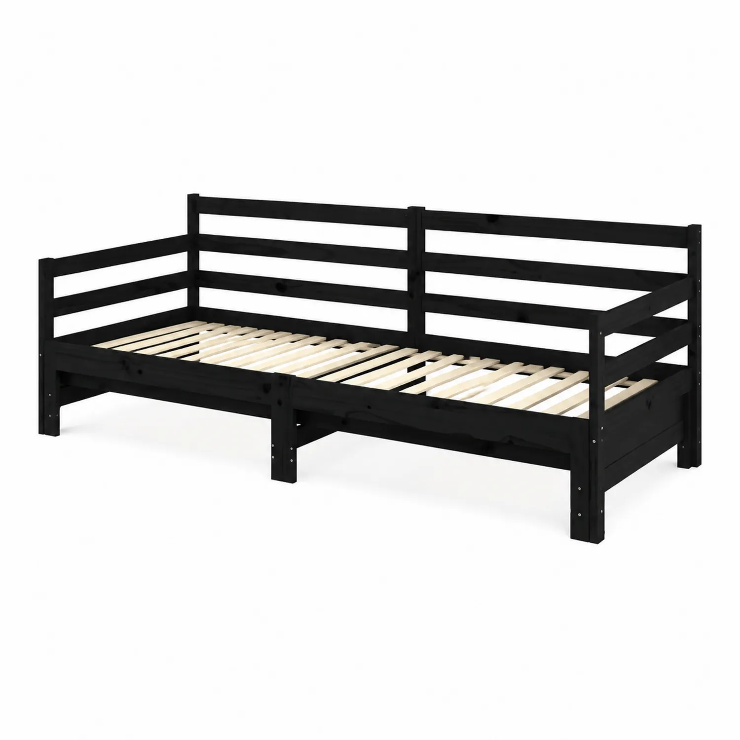 Lit de jour en bois de pin Noir 200 x 90 cm-norqironix