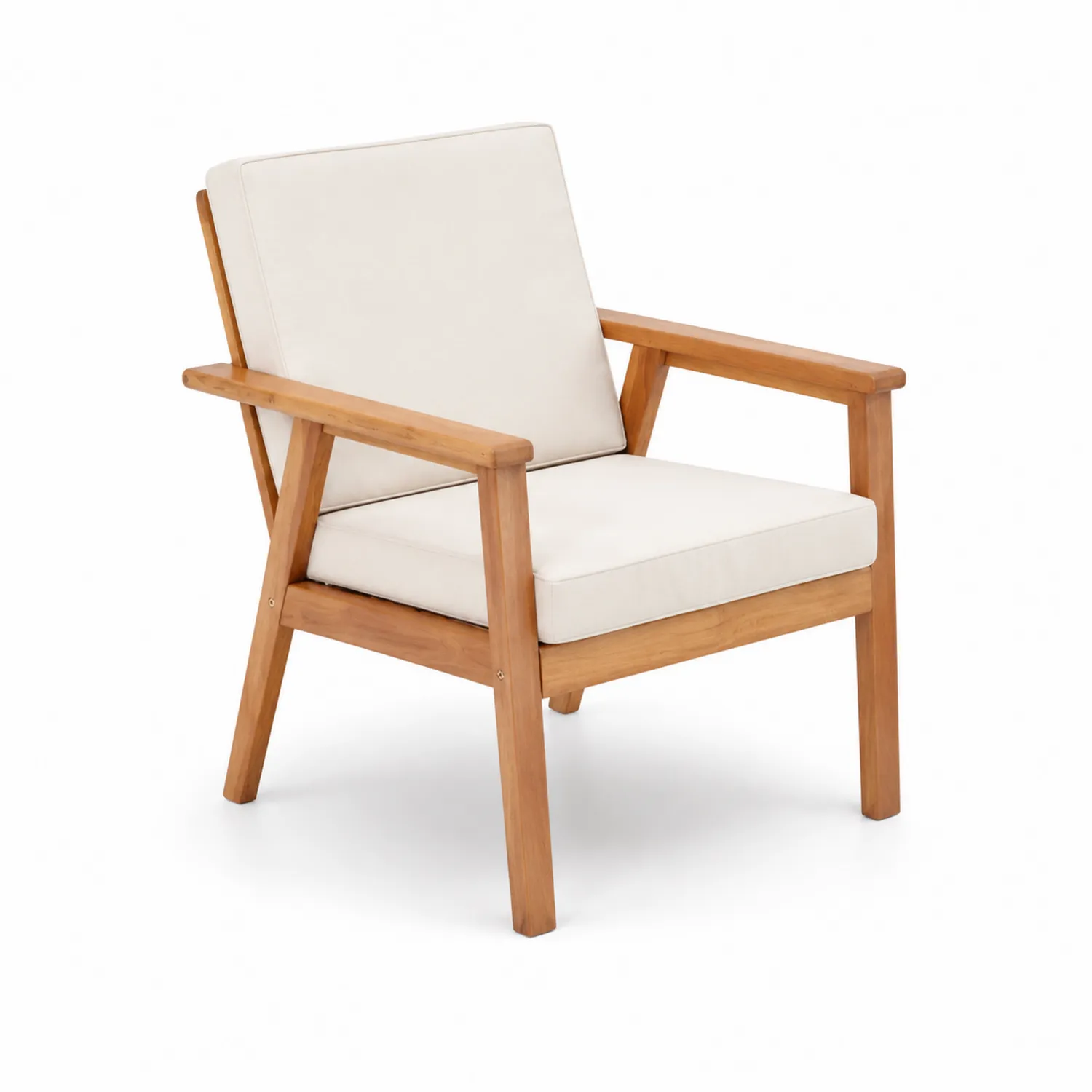 Chaise en bois d'acacia avec coussins en polyester beige-norqironix