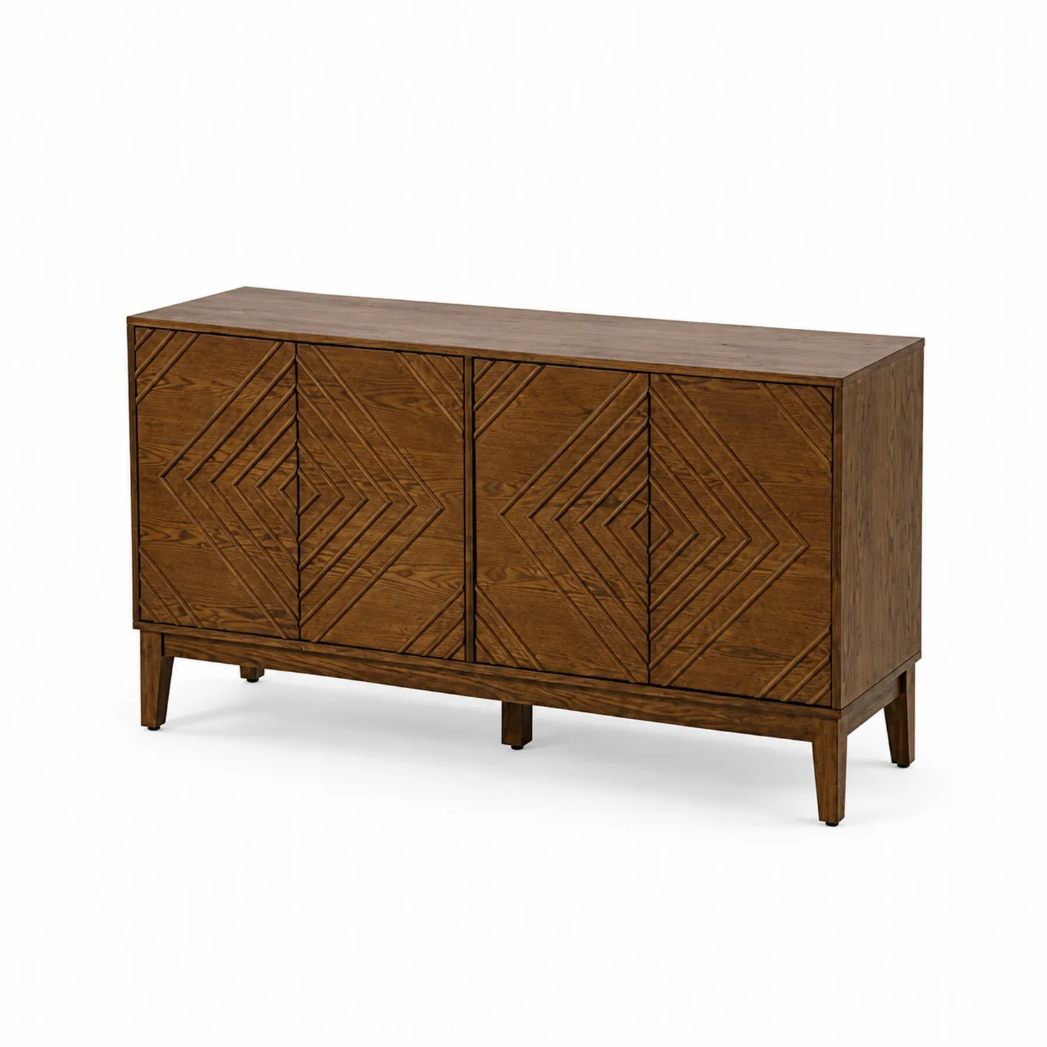 Buffet en chêne massif avec motif géométrique-norqironix