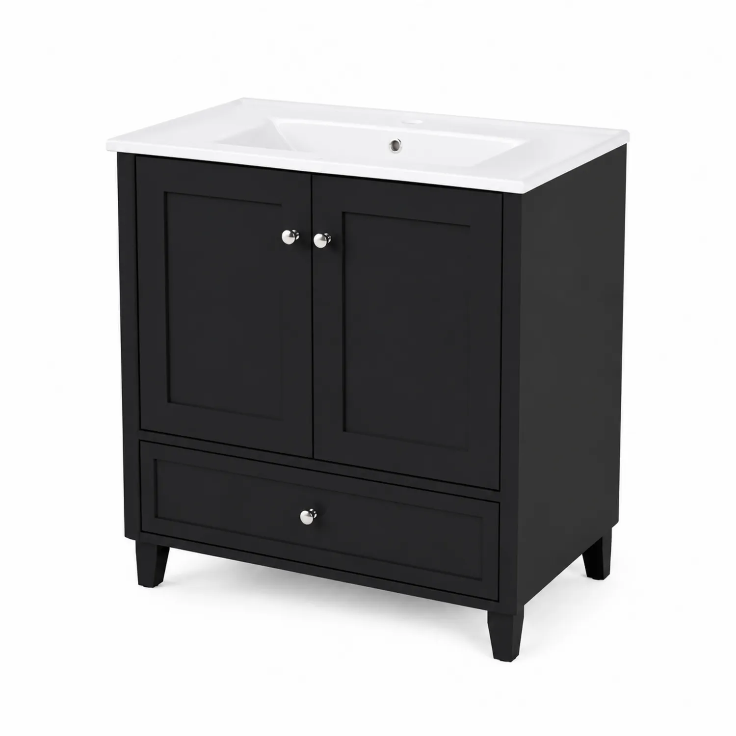 Meuble lavabo en bois noir avec vasque en céramique-norqironix