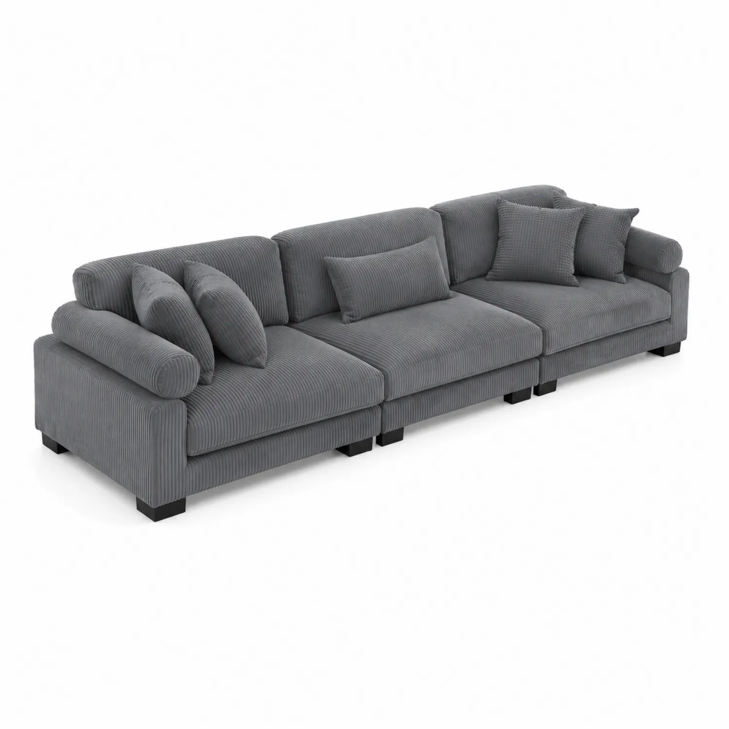 Canapé modulable 3 places en velours côtelé Gris foncé-norqironix