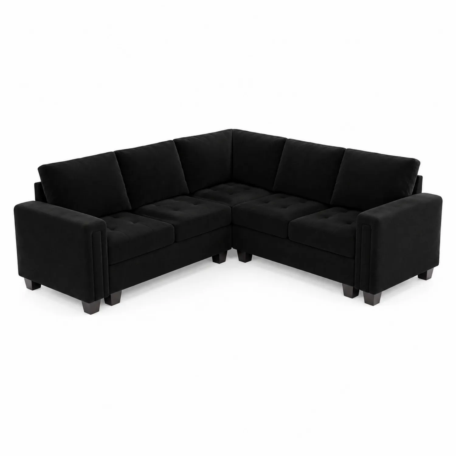 Canapé d'angle en polyester noir 250x250 cm-norqironix