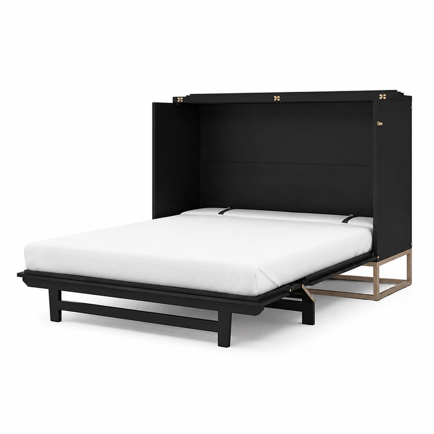 Lit escamotable en bois et métal noir 200x160 cm-norqironix
