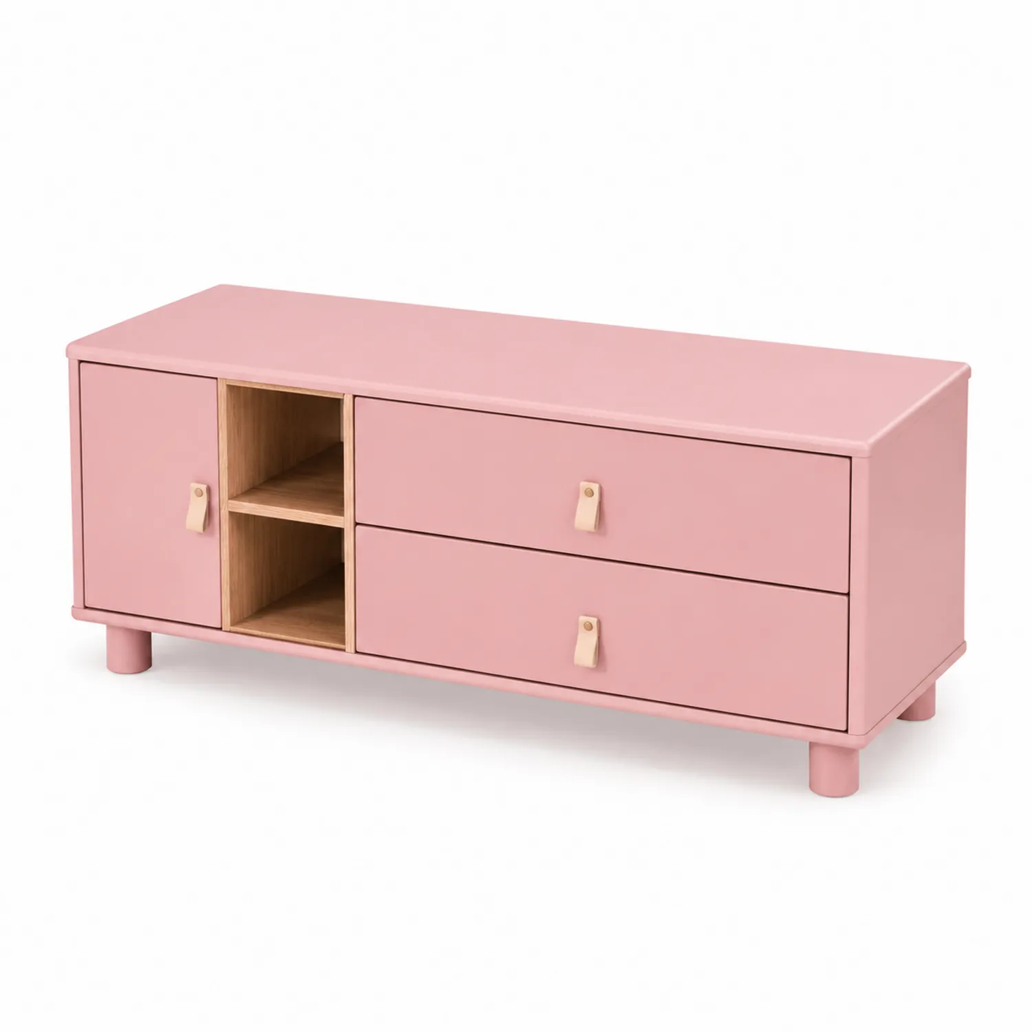 Buffet Bas en Bois Rose avec Tiroirs-norqironix