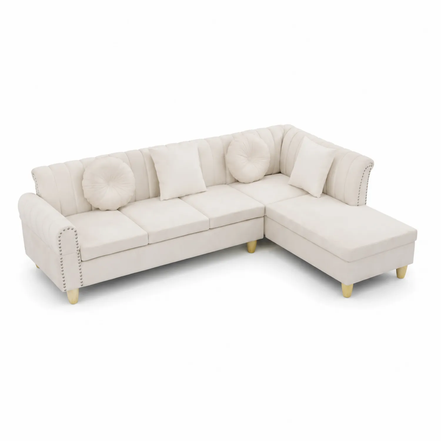 Canapé d'angle en tissu avec pieds en bois-norqironix