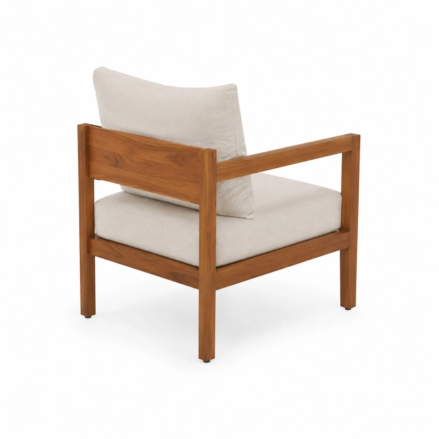 Fauteuil en bois de teck avec coussins en polyester beige-norqironix