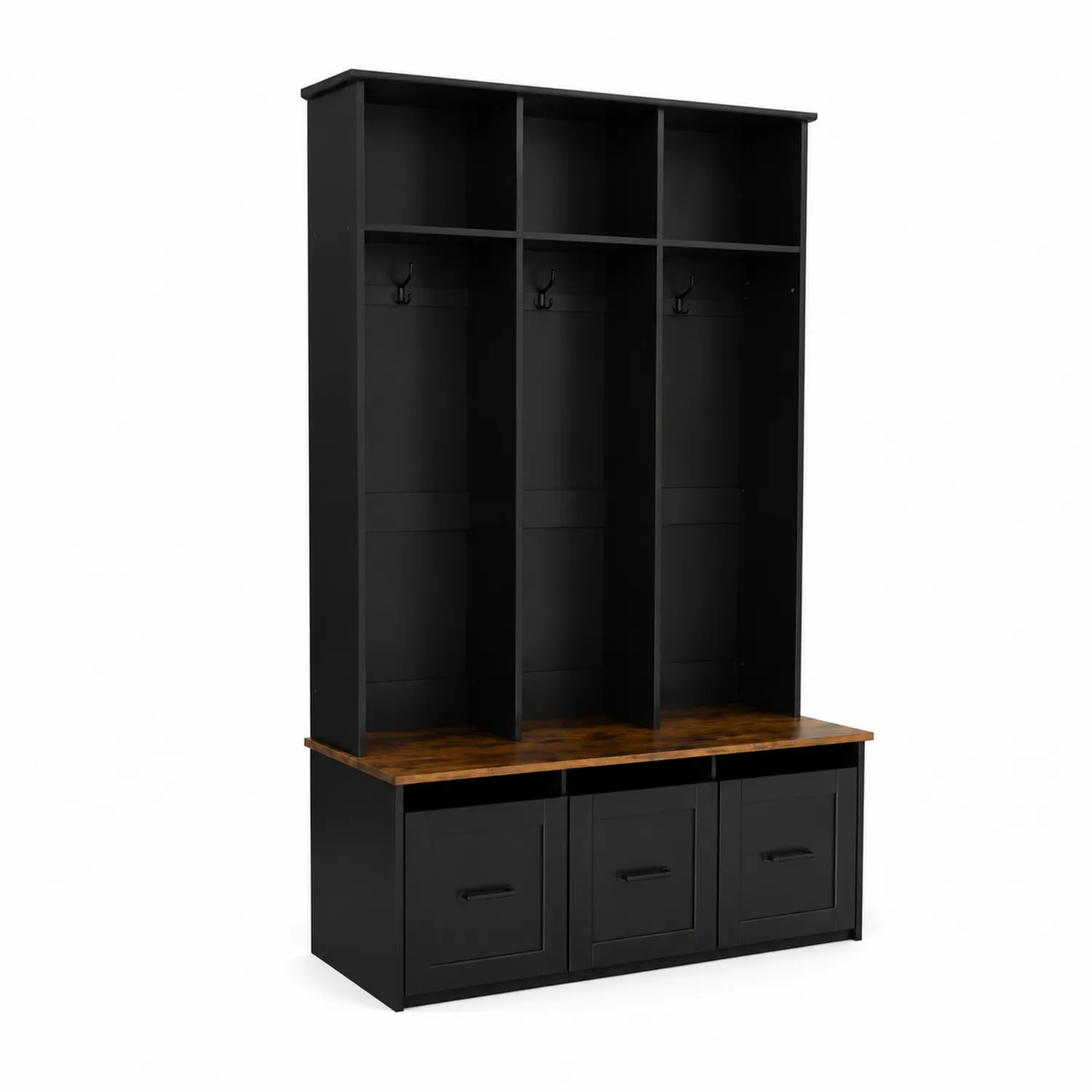 Portemanteau en Bois Noir avec Banc-norqironix
