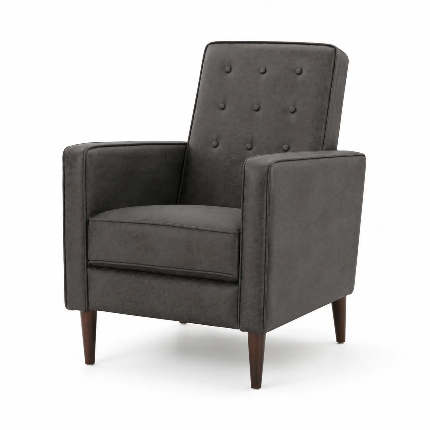Fauteuil en Cuir Synthétique Gris Foncé avec Pieds en Bois-norqironix