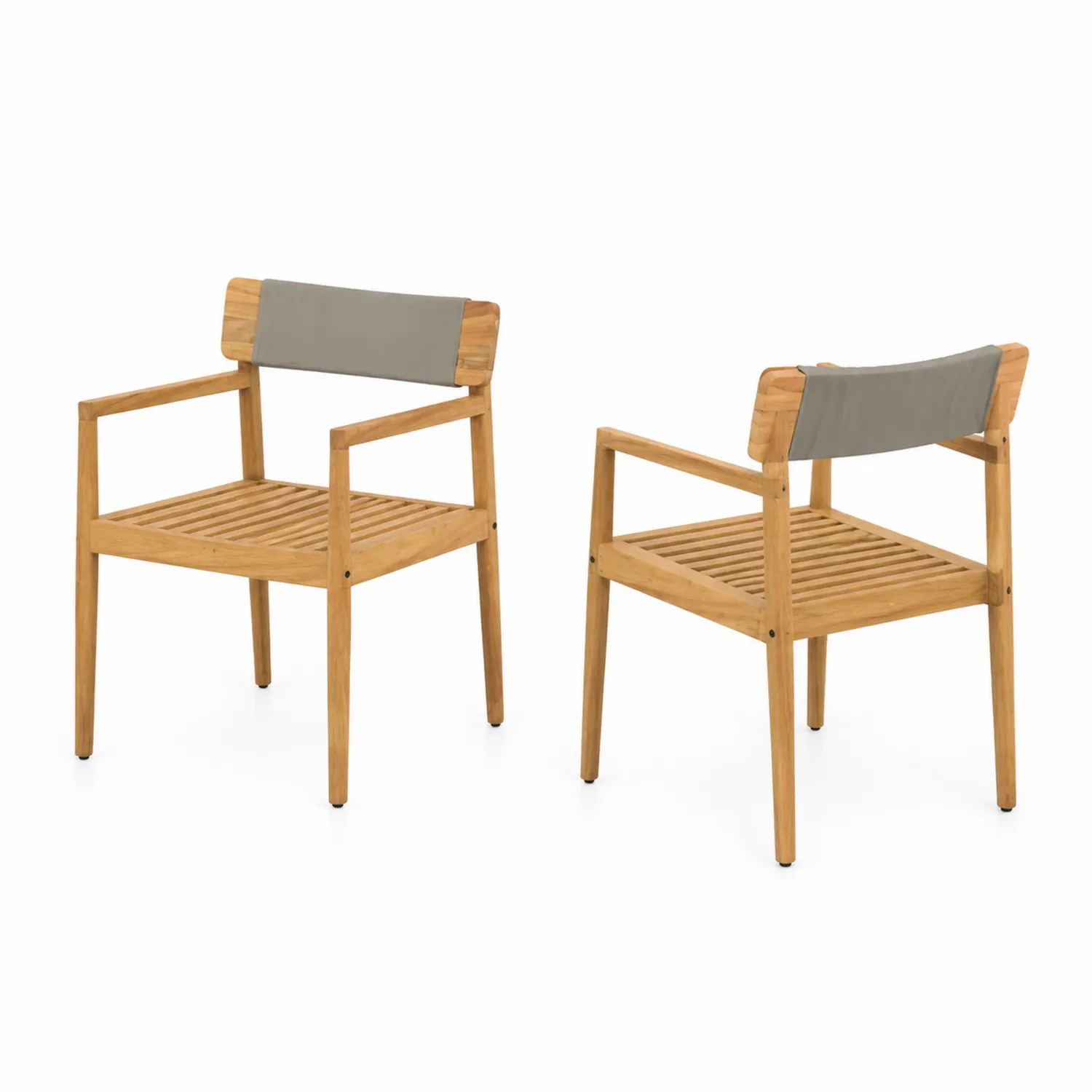 Chaises en Teck et Textilène Gris (Lot de 2)-norqironix