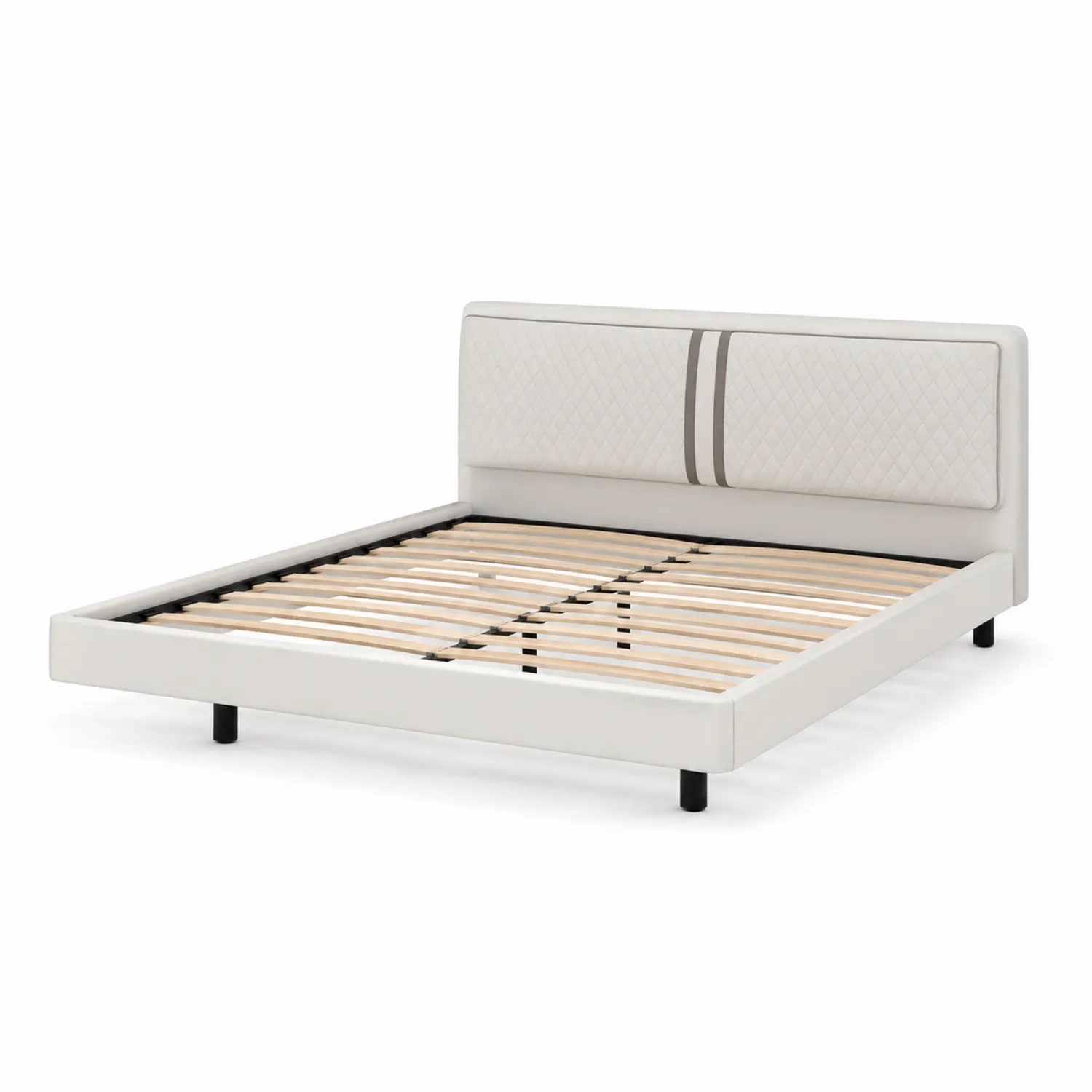 Lit en Bois et Simili Cuir Blanc 200x160 cm-norqironix