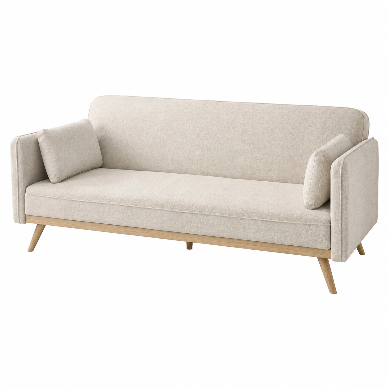 Sofa cama beige minimalista con respaldo amplio-Lushnido