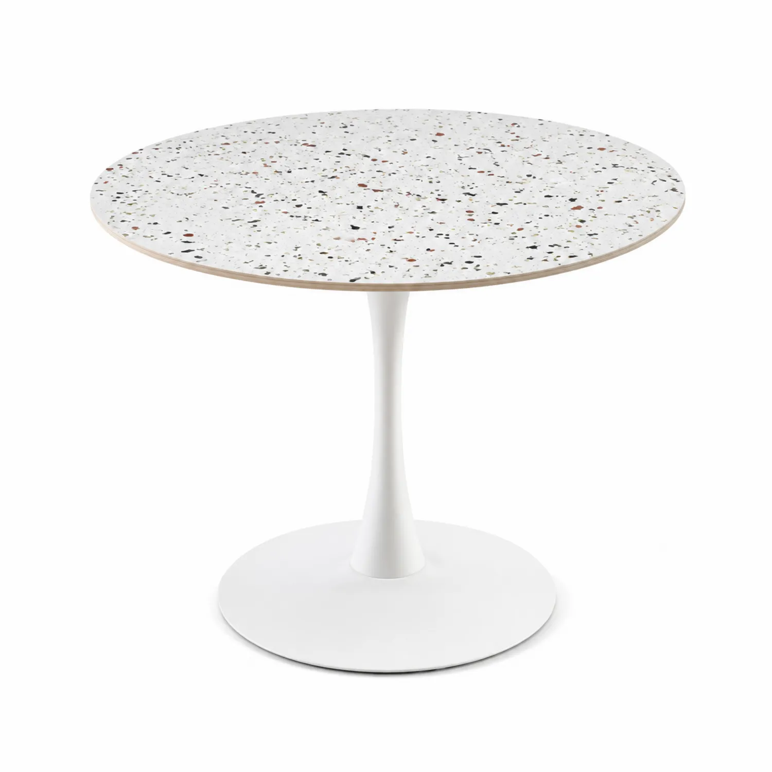 Table ronde en terrazzo avec pied en métal, diamètre 60 cm-Vexlitorin