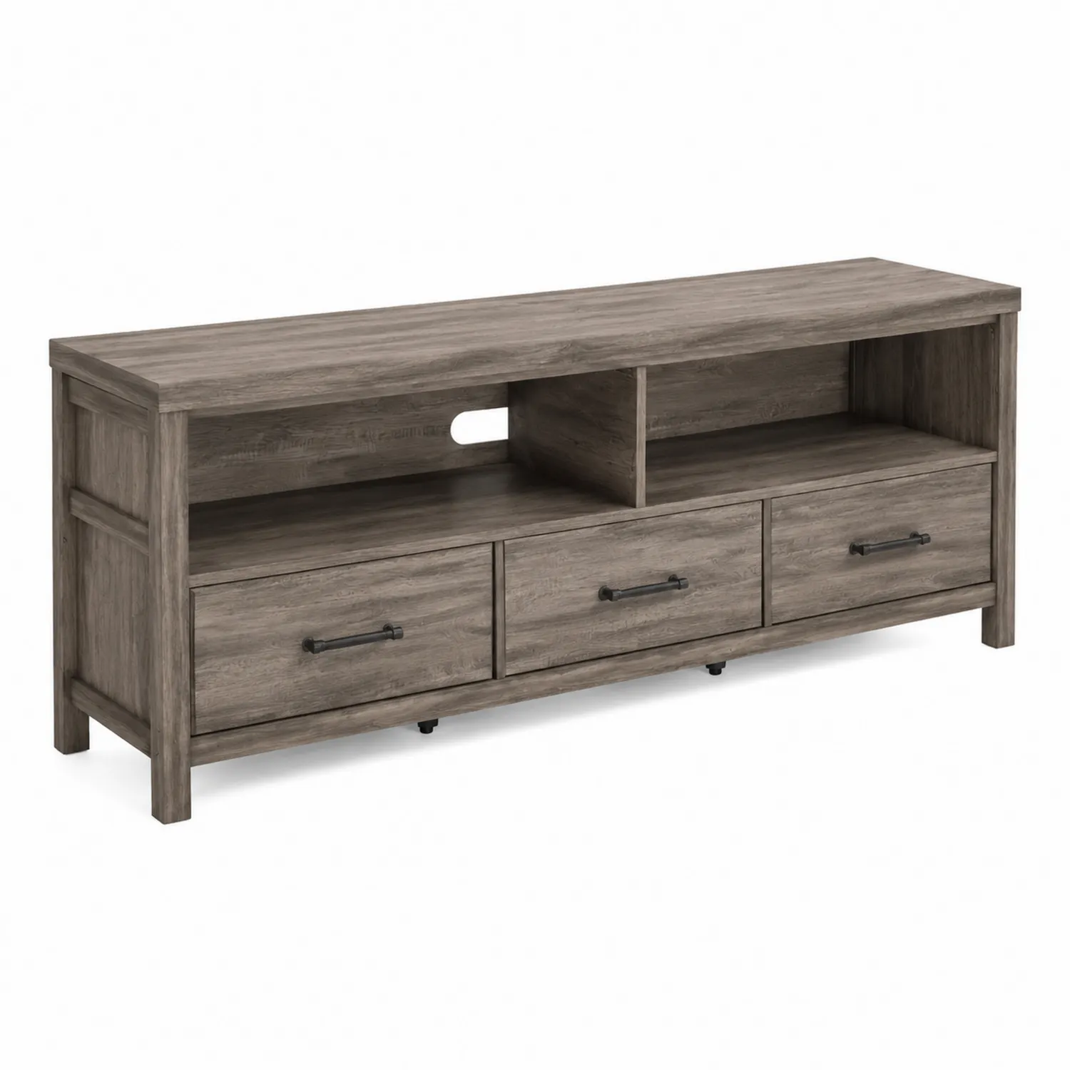 Meuble TV en bois avec trois tiroirs en chêne clair 140 cm-Vexlitorin