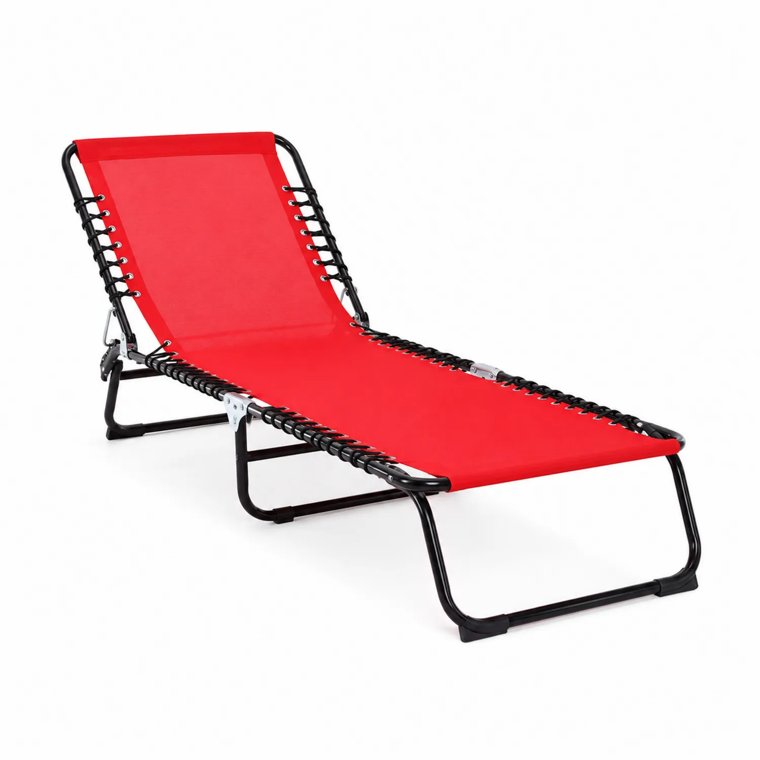 Chaise longue extérieure en métal et textilène Rouge-Vexlitorin