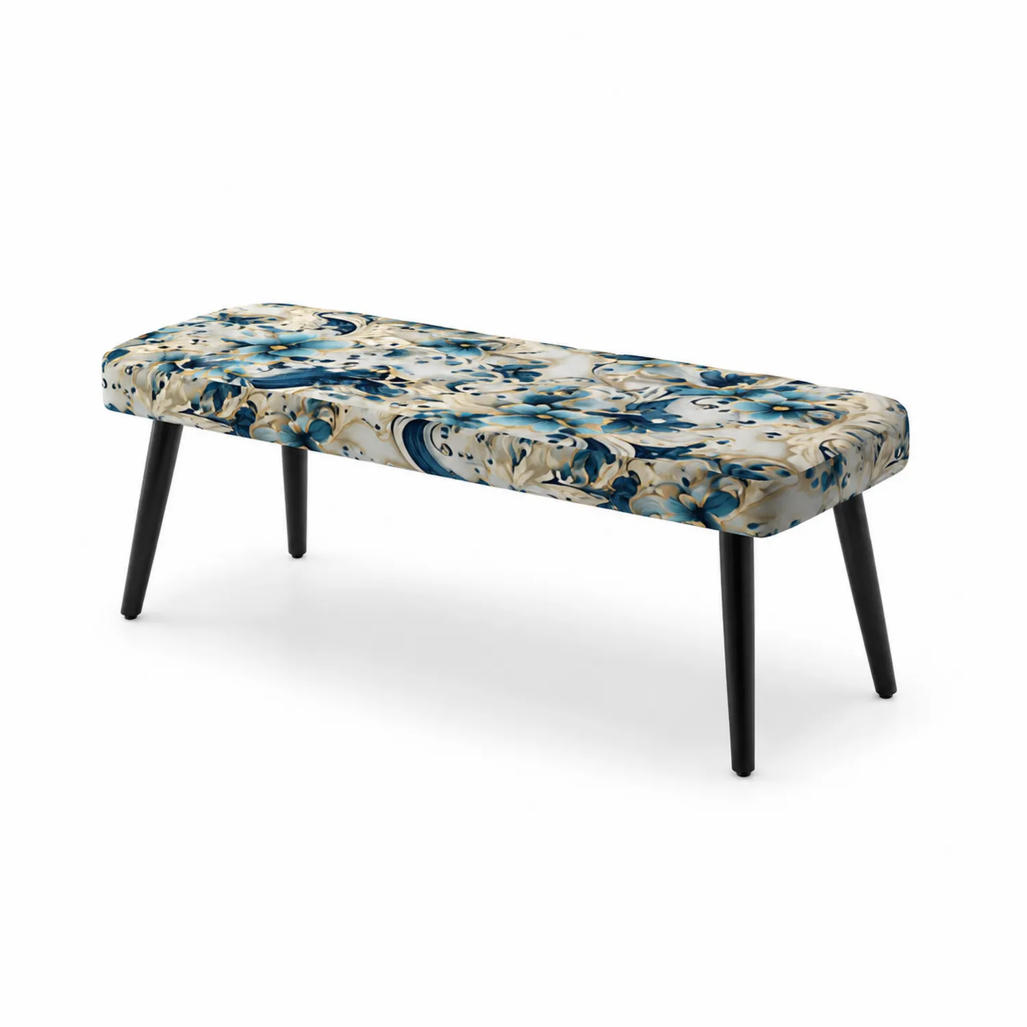 Banc en bois et tissu floral multicolore 120x40x45 cm-Vexlitorin