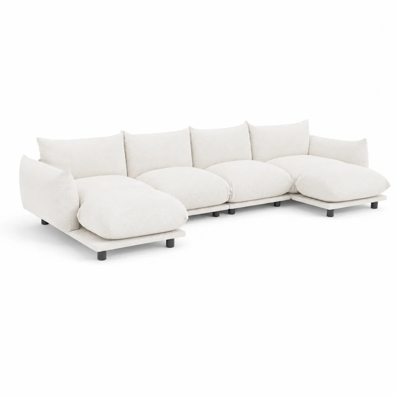 Canapé d'angle modulable en tissu blanc-Vexlitorin