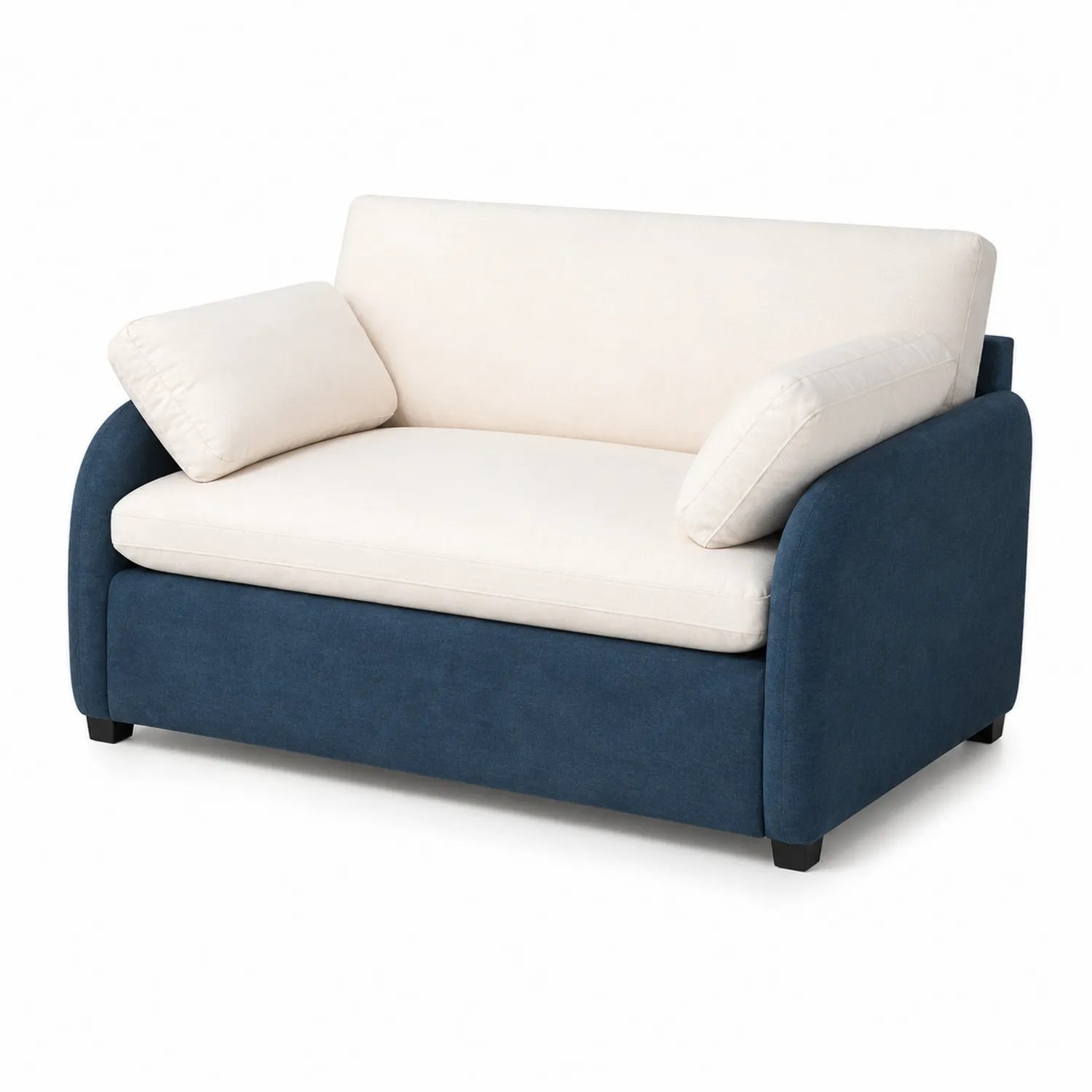 Canapé deux places en tissu Beige et Bleu-Vexlitorin