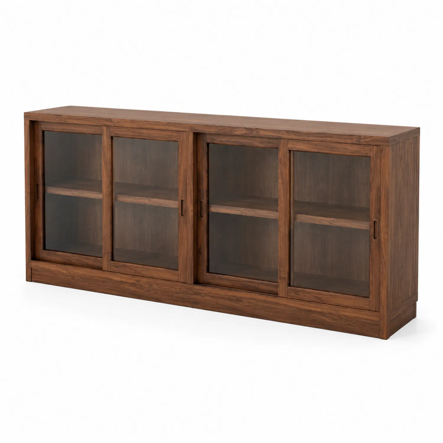 Bibliothèque en bois avec portes coulissantes en verre trempé-Vexlitorin