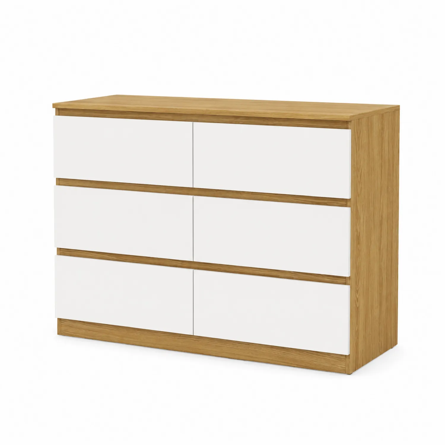 Commode en Bois et Blanc 6 Tiroirs 120x40x78 cm-Vexlitorin