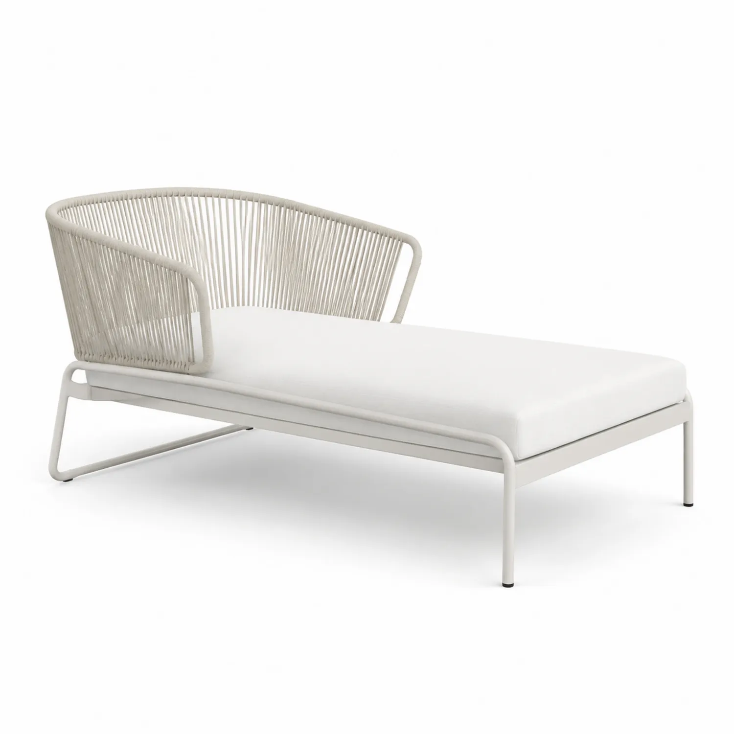 Chaise longue extérieure en aluminium et corde Beige-Vexlitorin