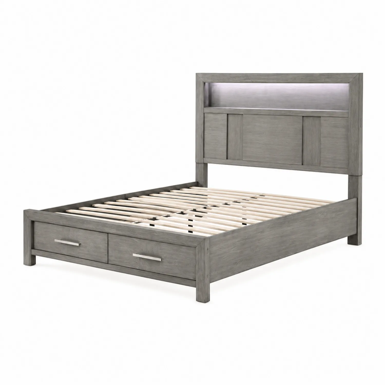 Lit en Bois avec Rangement et Tiroirs Gris 140x200 cm-Vexlitorin