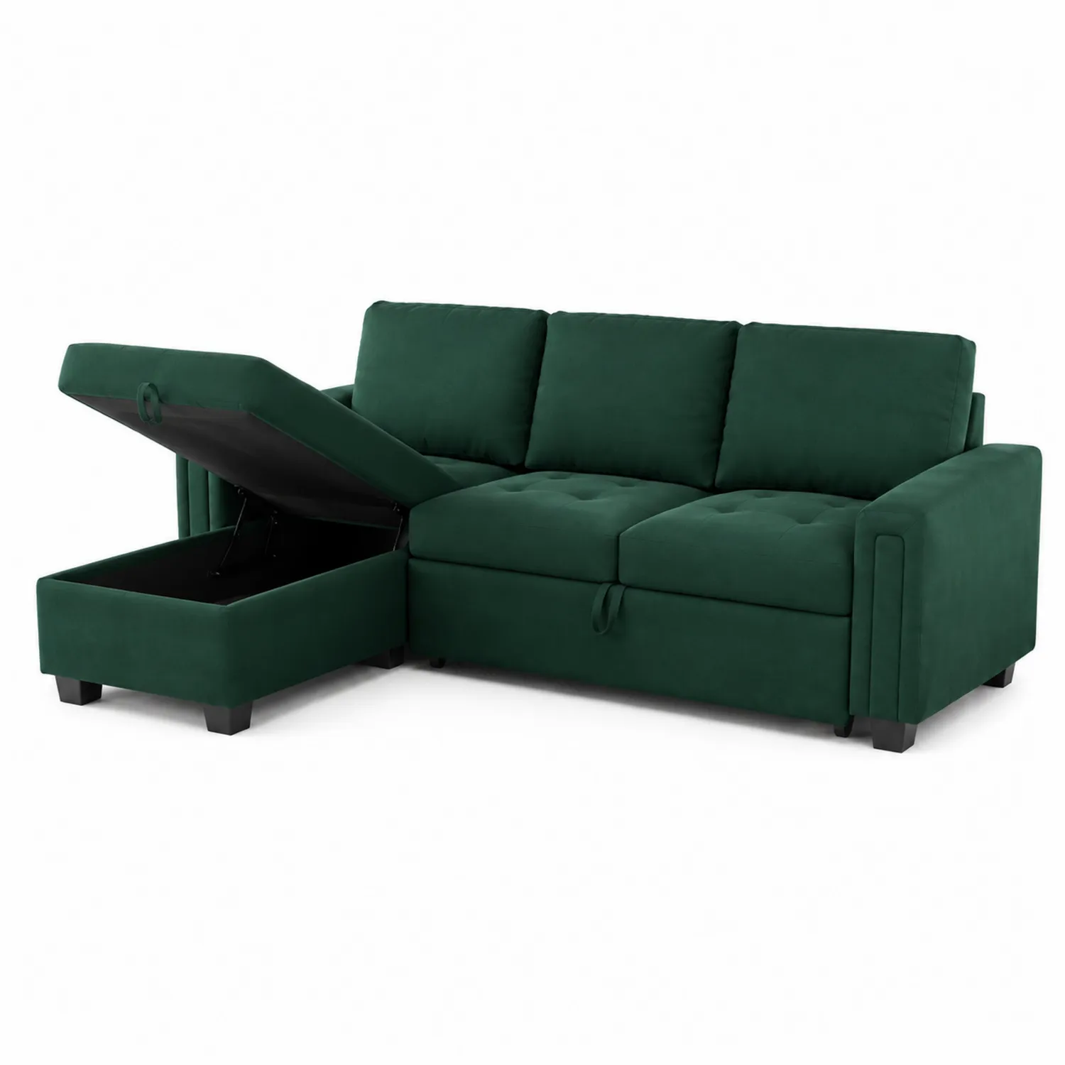 Canapé modulaire en velours Vert avec rangement-Vexlitorin