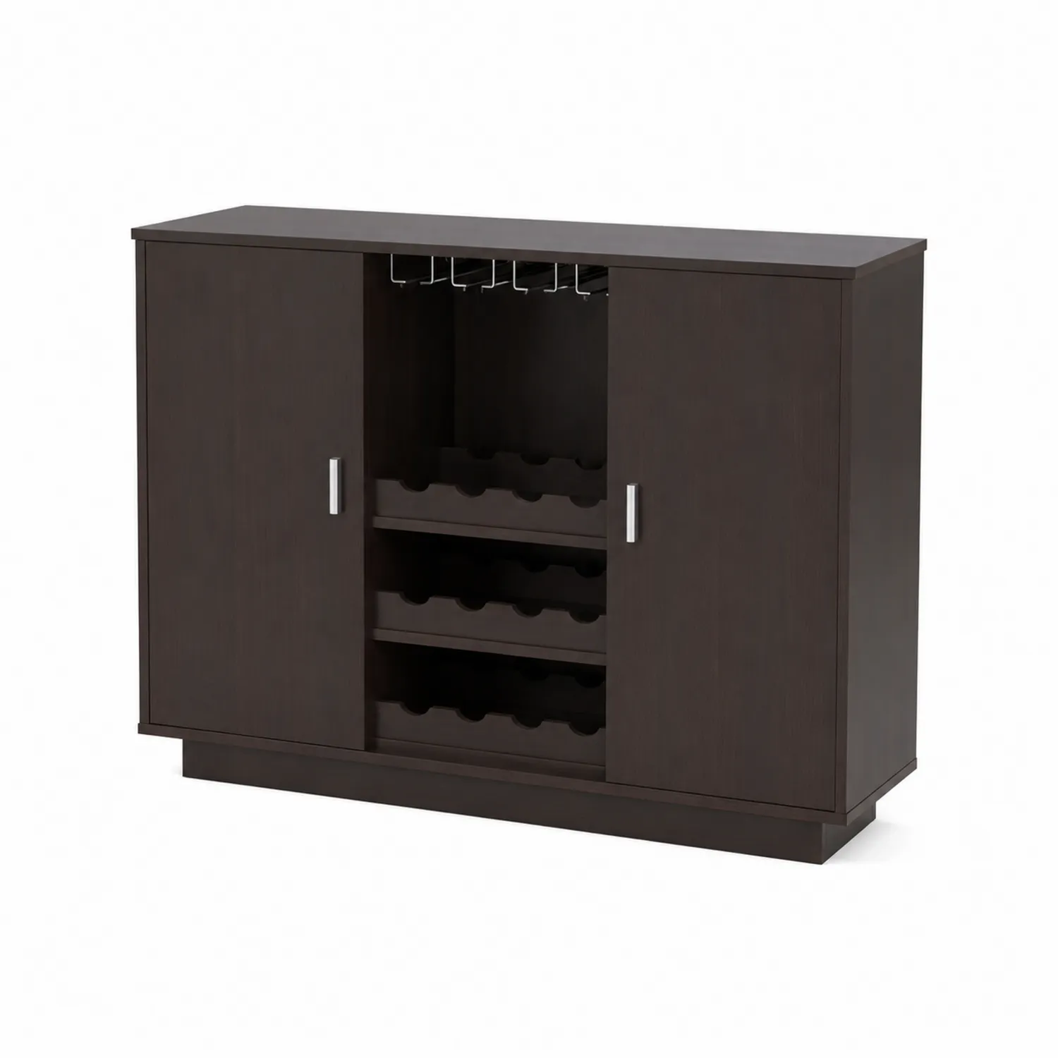 Buffet en bois avec rangement pour bouteilles et verres-Vexlitorin