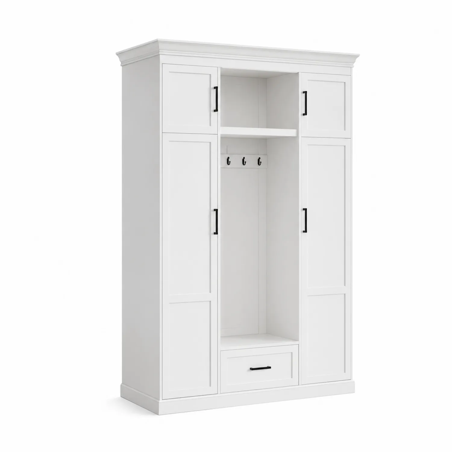 Vestiaire MDF Blanc avec Rangements et Crochets-Vexlitorin