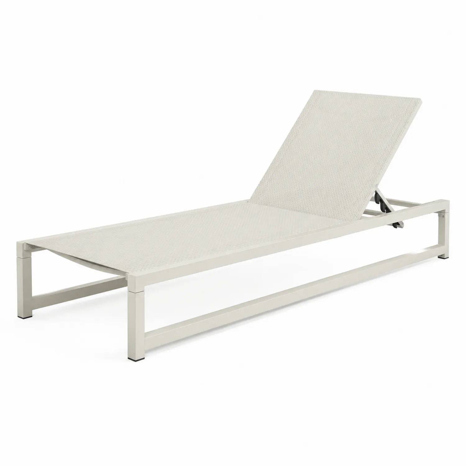 Chaise longue en aluminium et textilène Blanc-Vexlitorin