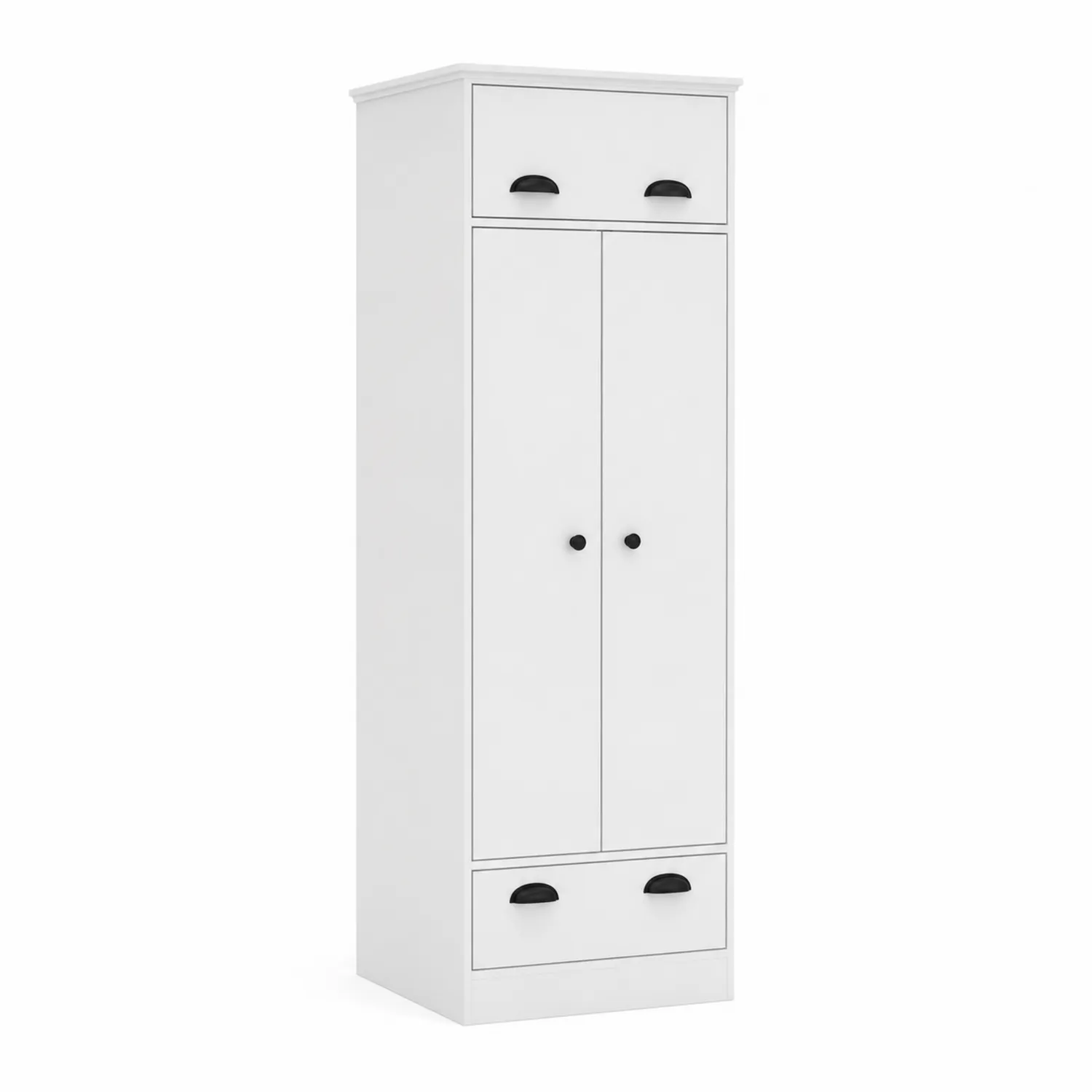 Armoire en MDF blanc 2 portes 2 tiroirs 60x40x180 cm-Vexlitorin
