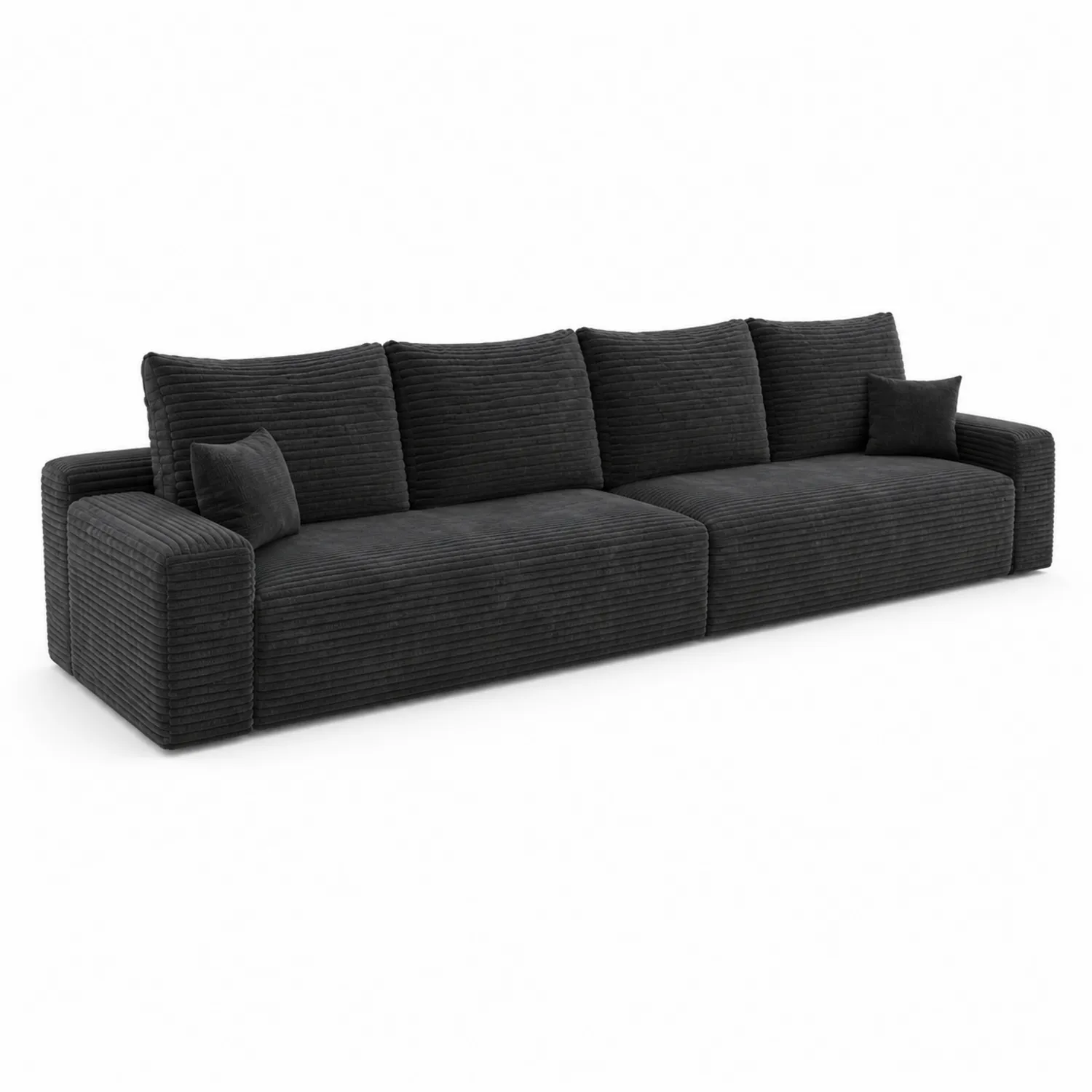 Canapé en velours côtelé noir 320 cm-Vexlitorin