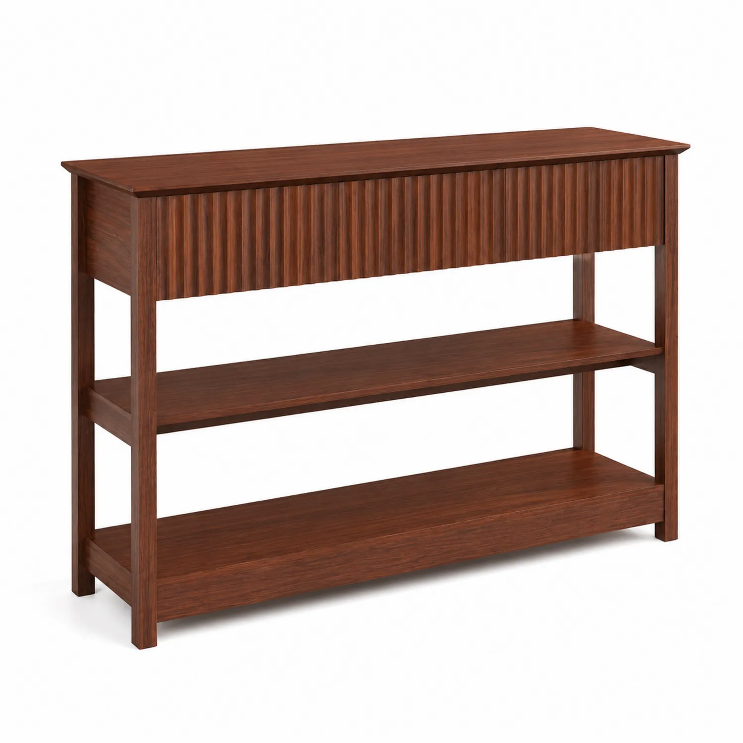 Console en Bois Massif avec Étagères Ouvertes-Vexlitorin
