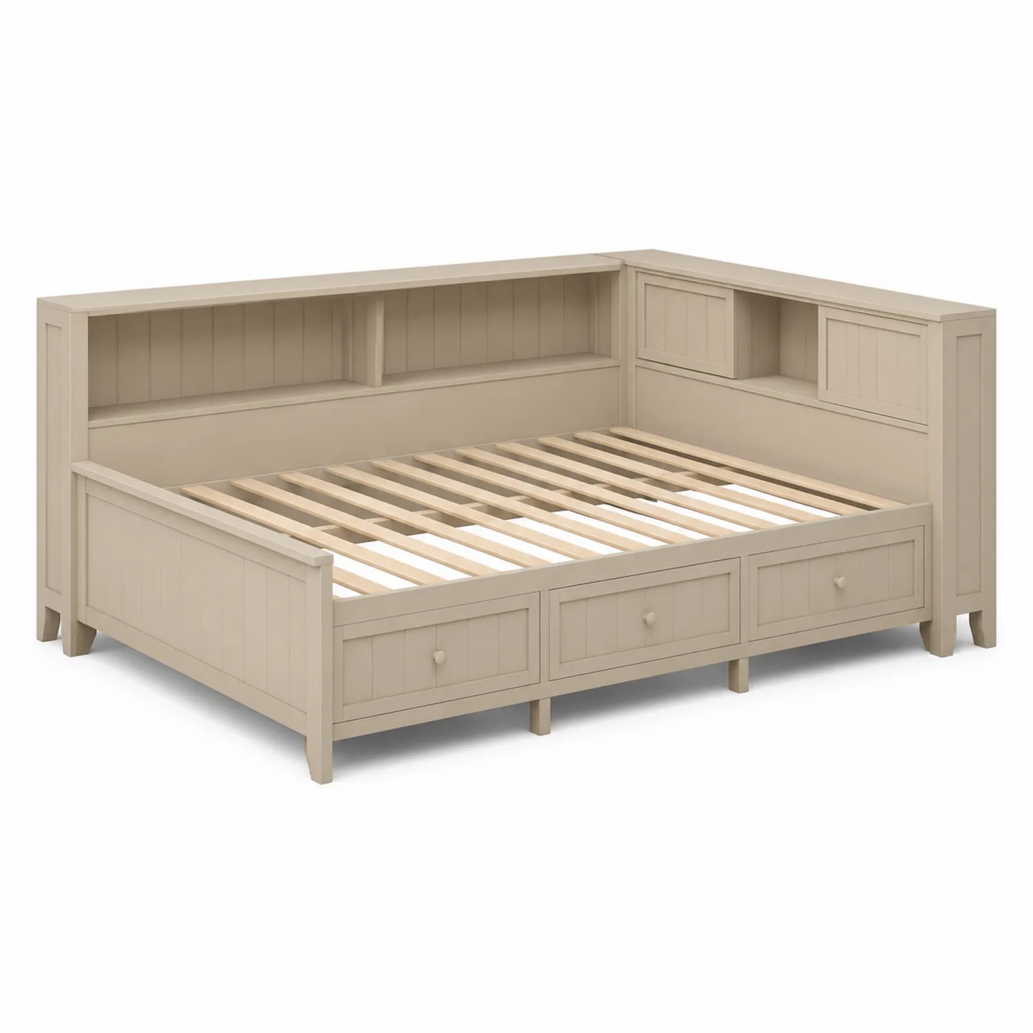 Lit banquette en bois avec étagères et tiroirs 200x90x100 cm-Vexlitorin