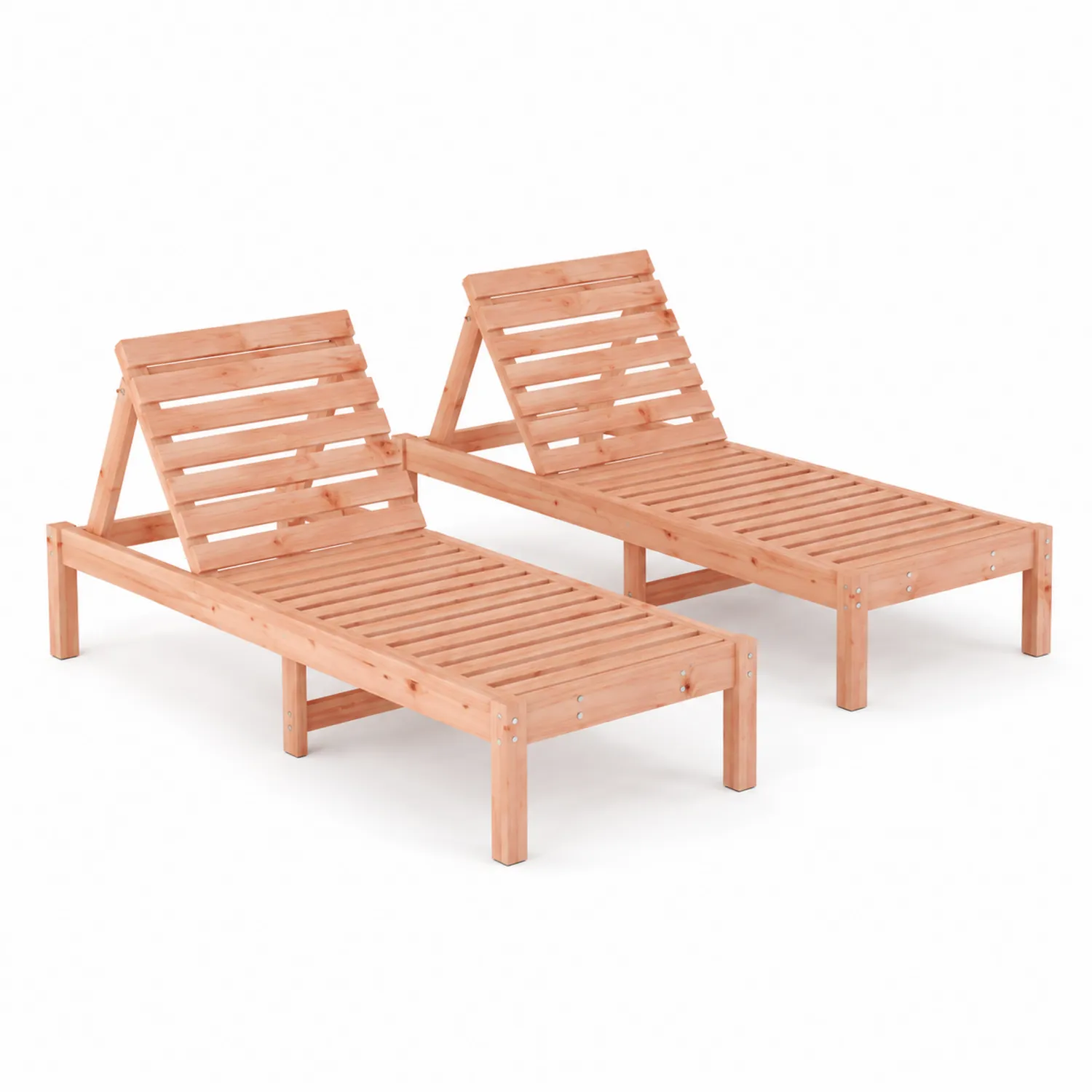 Ensemble de 2 chaises longues en bois d'acacia-Vexlitorin