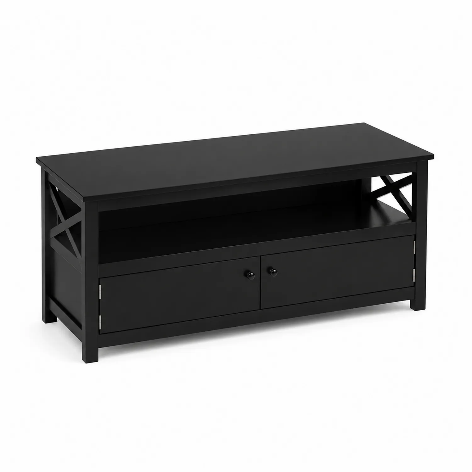 Meuble TV en bois MDF Noir avec rangement-Vexlitorin