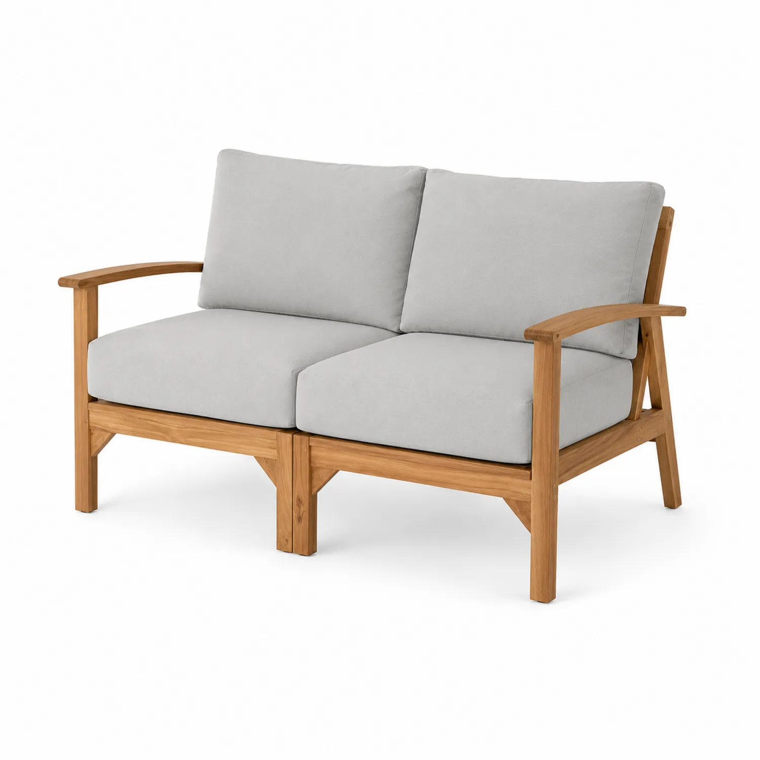 Canapé en bois avec coussins en polyester gris-Vexlitorin