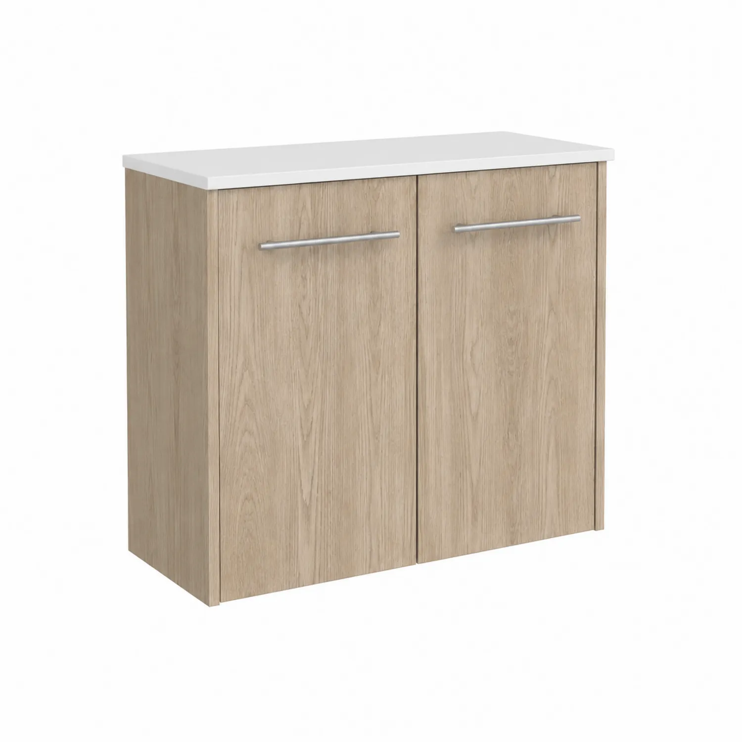 Meuble sous lavabo en bois avec 2 portes et plateau en mélaminé blanc-Vexlitorin
