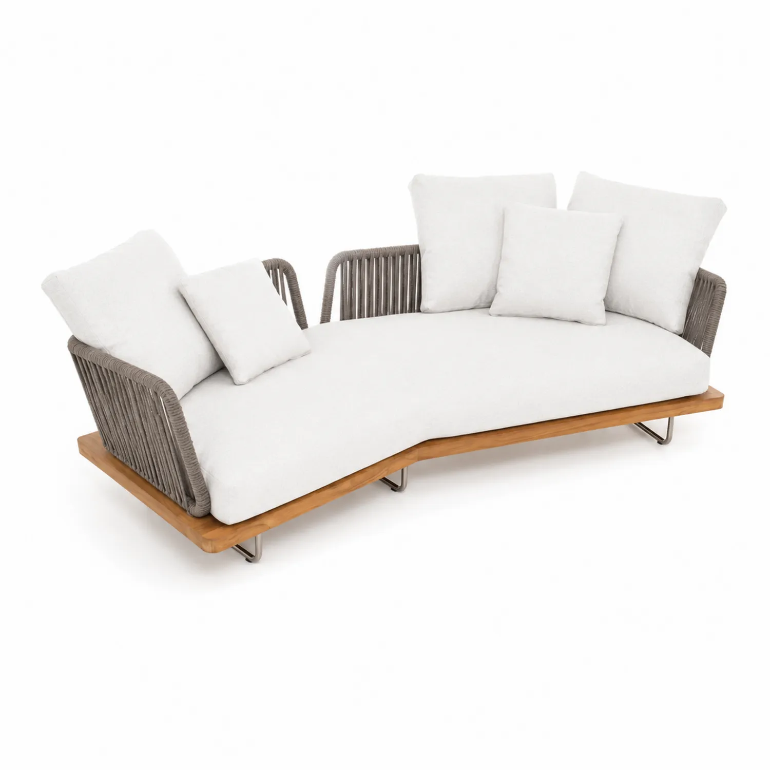 Canapé en corde avec base en bois et coussins-Vexlitorin