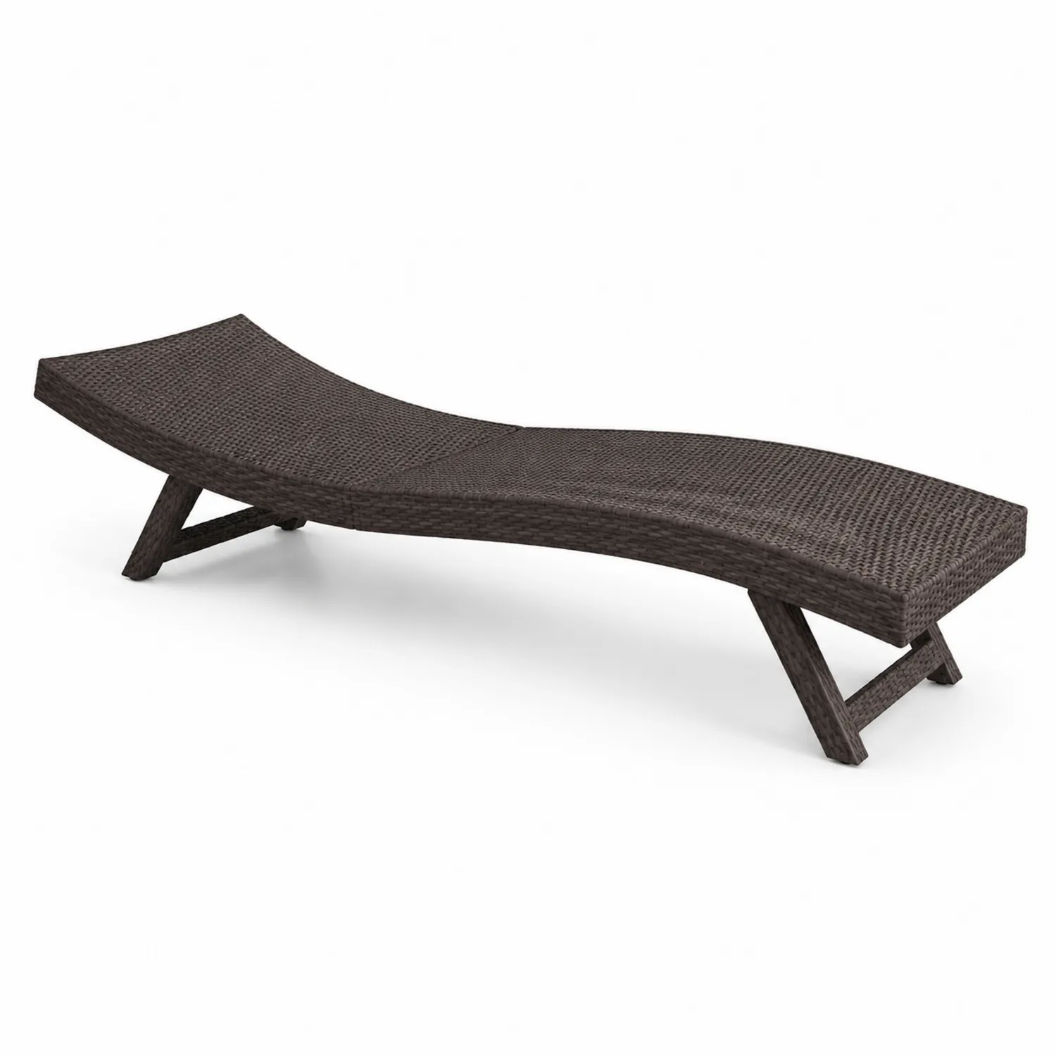 Chaise longue extérieure en résine tressée et acier Marron-Vexlitorin