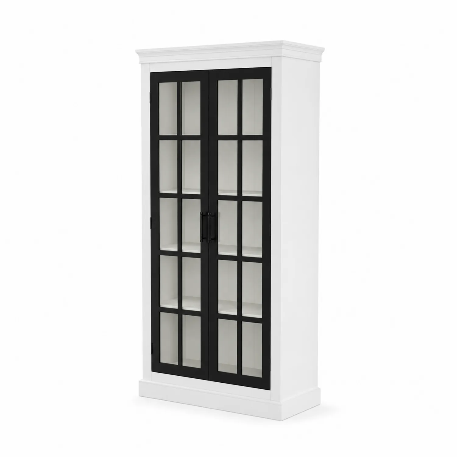 Buffet vaisselier en bois avec portes en verre noir et blanc 200x90x40 cm-Vexlitorin