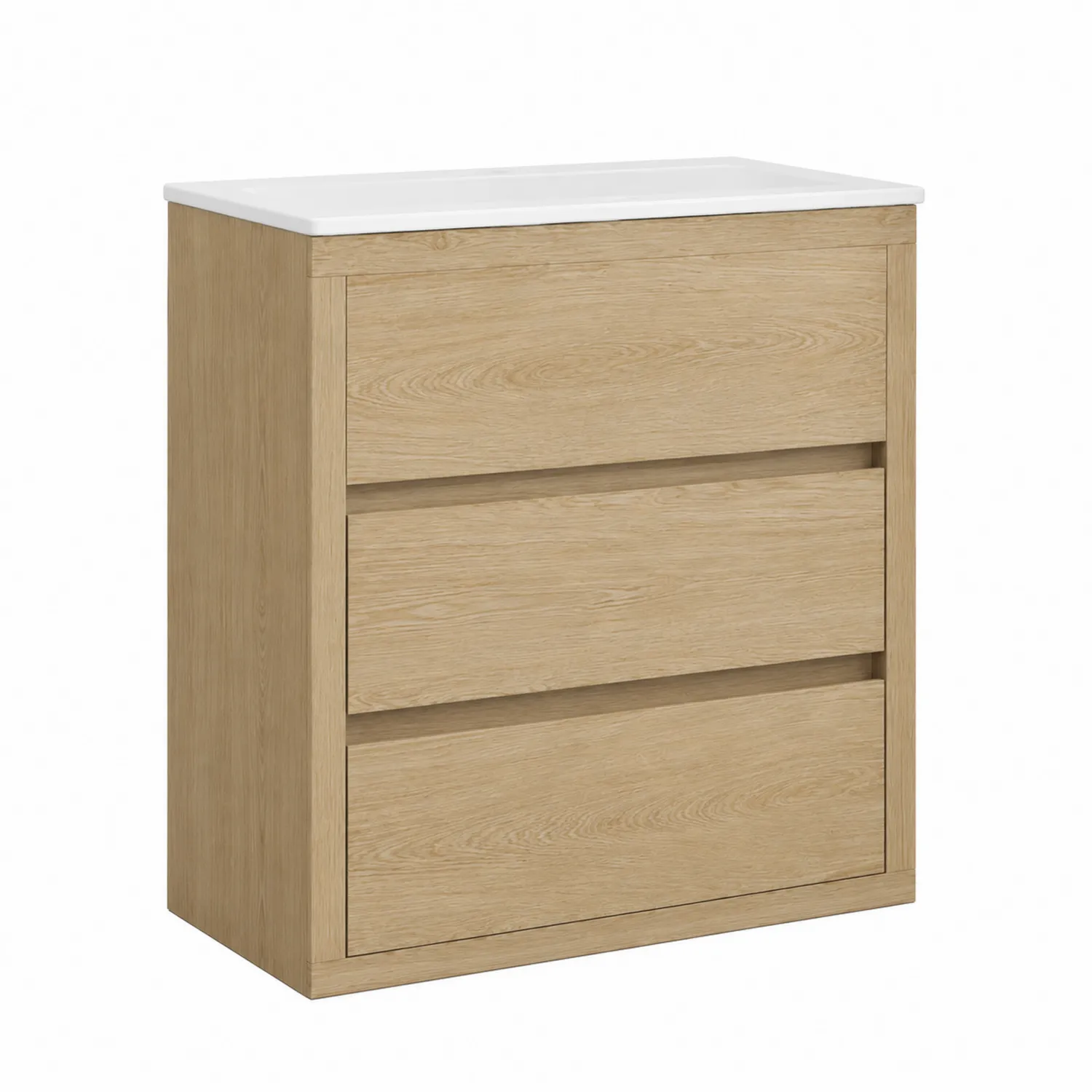 Meuble de salle de bain en bois avec lavabo en faïence, 3 tiroirs, 80x60x45 cm-Vexlitorin