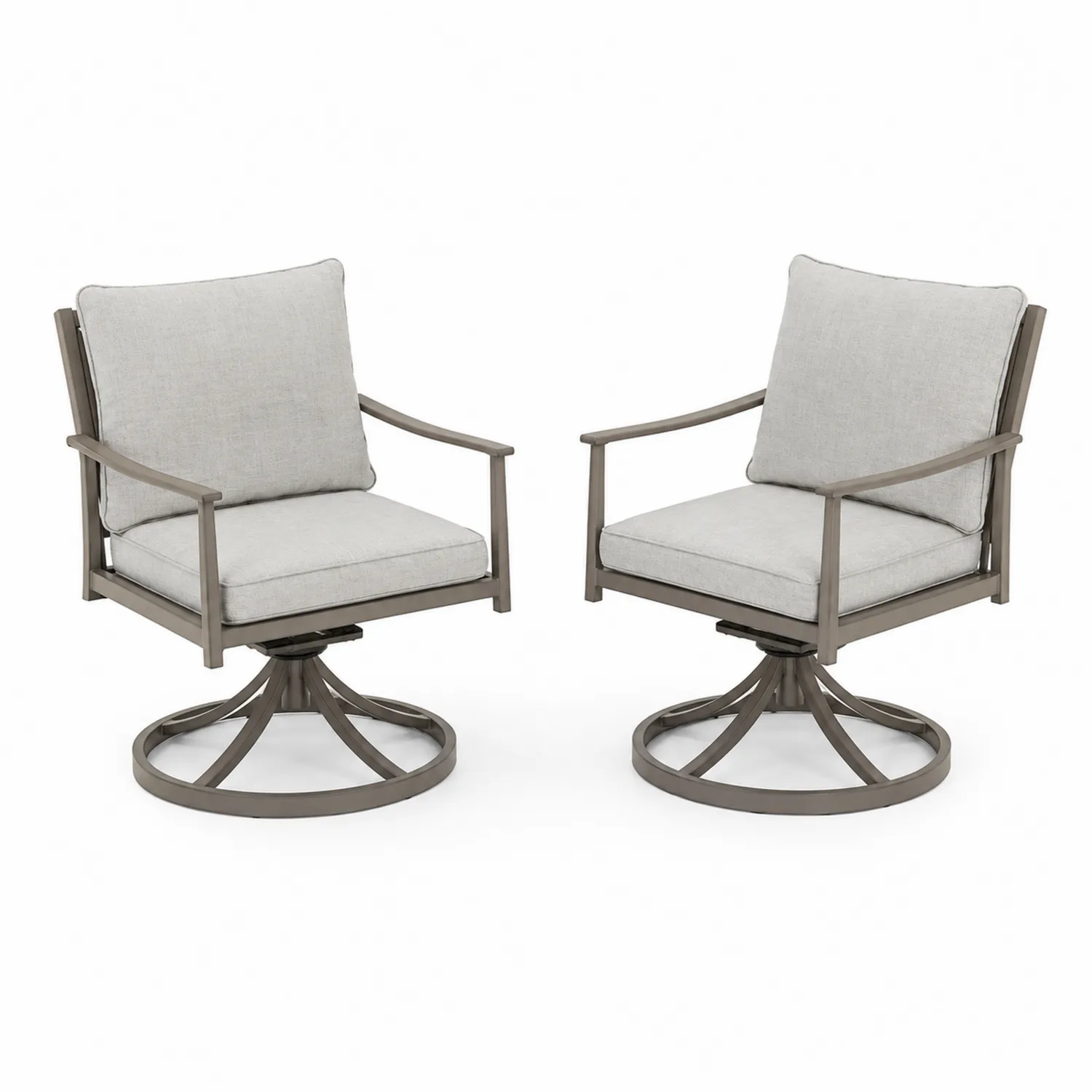 Chaises de jardin pivotantes en aluminium avec coussins gris 2 pièces-Vexlitorin