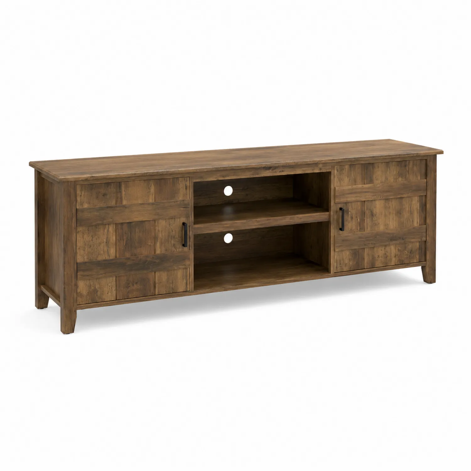 Meuble TV en bois Marron avec étagères et portes 150x40x50cm-Vexlitorin