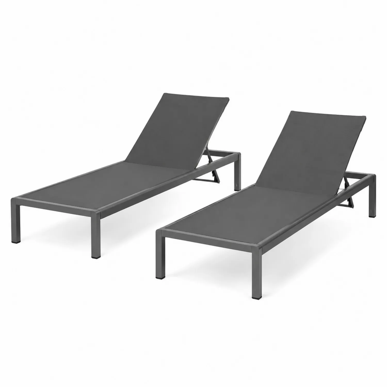 Chaises longues en aluminium 2 pièces 200cm x 65cm-Vexlitorin